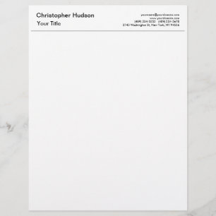 Professional Black White Simple Plain Custom Letterhead