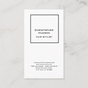 Professional Black White Simple Plain Hair Stylist Business Card