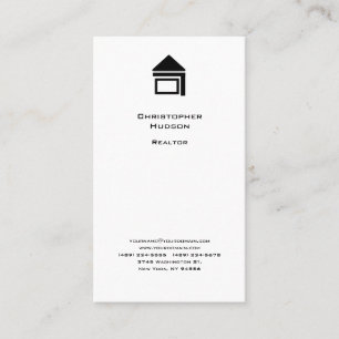 Professional Black White Simple Plain Realtor Business Card