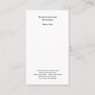 Professional Black White Simple Plain Realtor Business Card