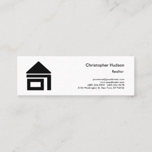 Professional Black White Simple Plain Realtor Mini Business Card