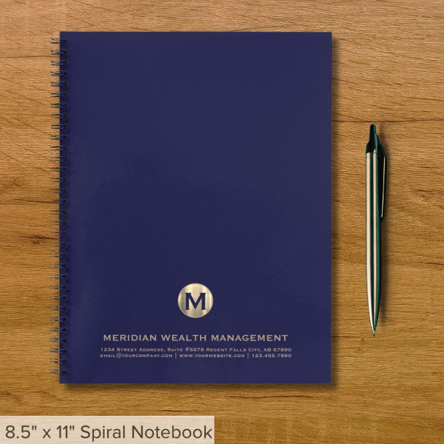 Professional Blue and Gold Business Monogram Notebook (Creator Uploaded)
