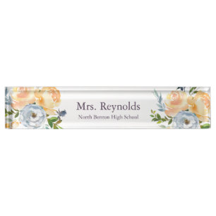 Professional Blue and Yellow Teacher Nameplate