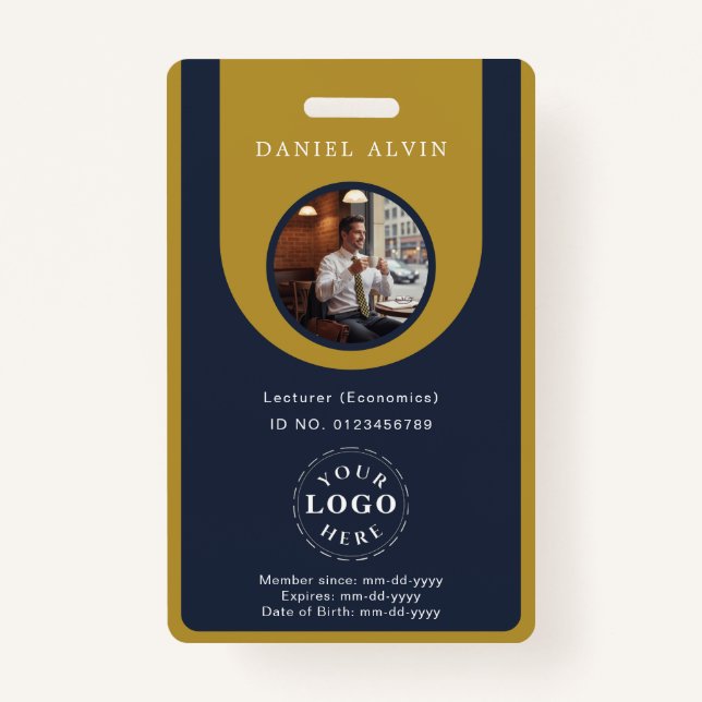 Professional Blue Brown Staff Identification ID ID Badge (Front)