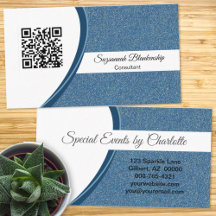 Professional Blue Glitter QR Code Template