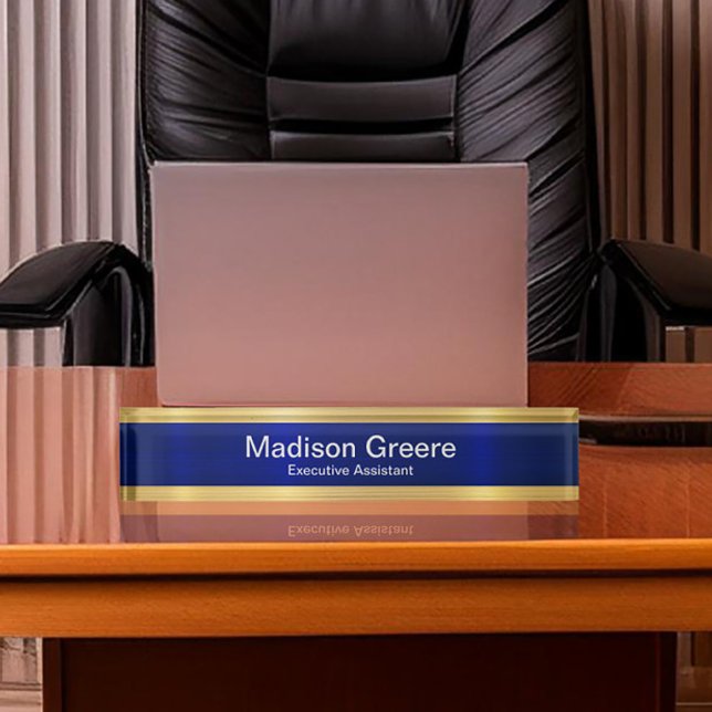 Professional Blue Gold Home Office Nameplate (Creator Uploaded)