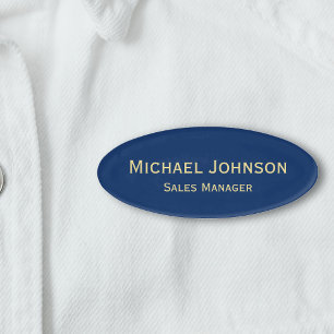 Professional Blue Gold Office Business Magnetic Name Tag