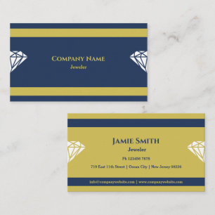 Professional Blue & Golden Jeweller Business Card