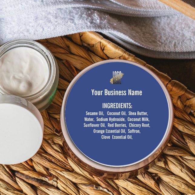 Professional Blue Ingredient List with Logo Classic Round Sticker (Creator Uploaded)
