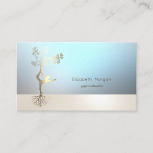 Professional Blue Luminous Tree Girl Silhouette Business Card