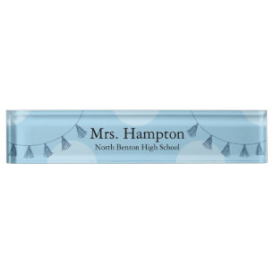 Professional Blue Polka Dot Teacher Nameplate