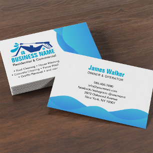 Professional Blue Pressure Washing Power Cleaning Business Card