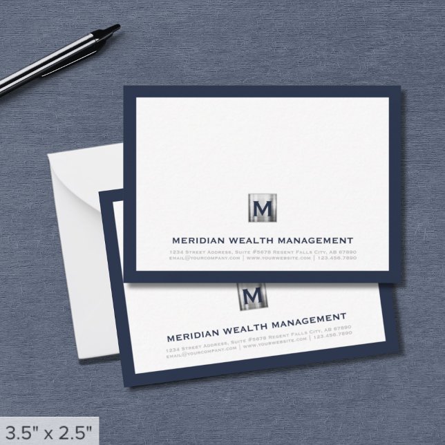 Professional Blue Silver Monogram Branded Card (Creator Uploaded)
