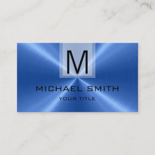 Professional Blue Stainless Steel Metal Monogram Business Card