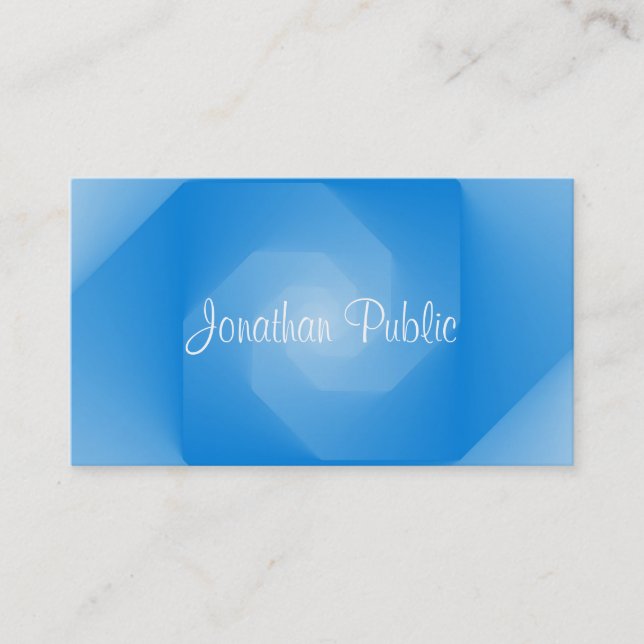 Professional Blue Template Handwritten Script Name Business Card (Front)