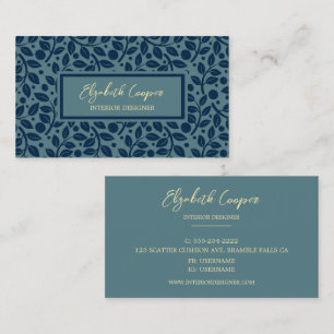 Professional Blue Tone Leaf Pattern Business Card