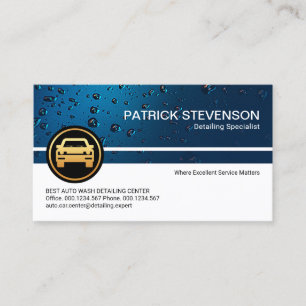 Professional Blue Water Drop Detailing Center Business Card