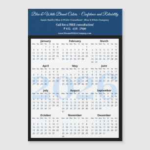 Professional Blue White Black 2026 Calendar Magnet