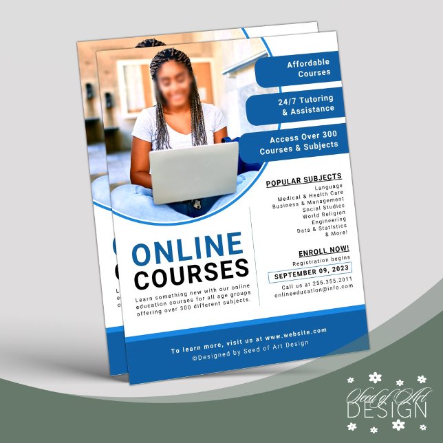 Professional Blue White Online Educational Course Flyer (Creator Uploaded)