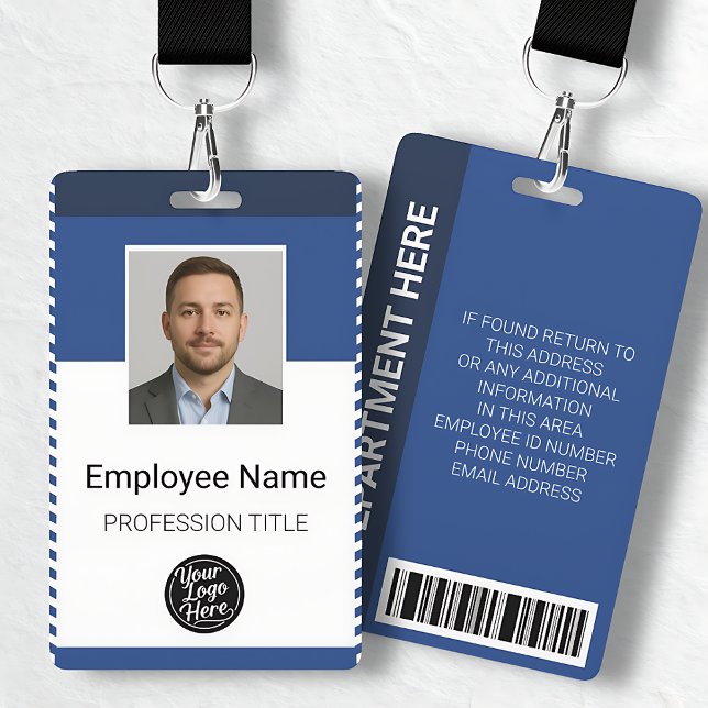 Professional Blue White Stripe Employee Photo ID ID Badge (Professional Blue White Stripe Employee Photo ID Badge)