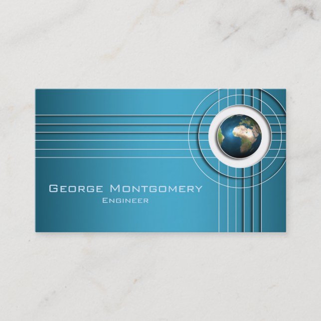 Professional Blue World Globe Banner Business Card (Front)