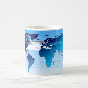 Professional Blue World Map Coffee Mug