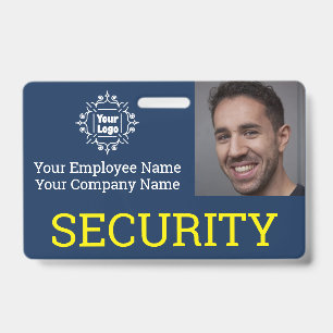 Professional Blue & Yellow Security Guard Photo ID Badge