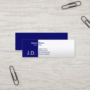 professional blues monogrammed mini business card