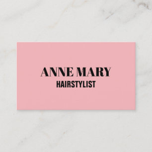 Professional Blush Pink Black Hair Stylist Modern Business Card