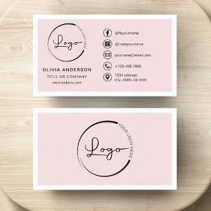 Professional Blush Pink Business Logo Social Media Card