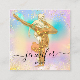 Professional Body Fitness Dance Glitter Holograph Square Business Card