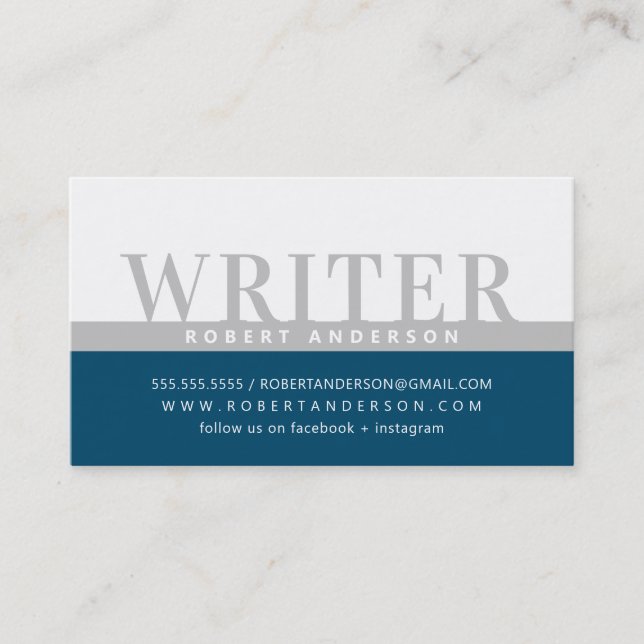 PROFESSIONAL bold job colour block grey dark blue Business Card (Front)