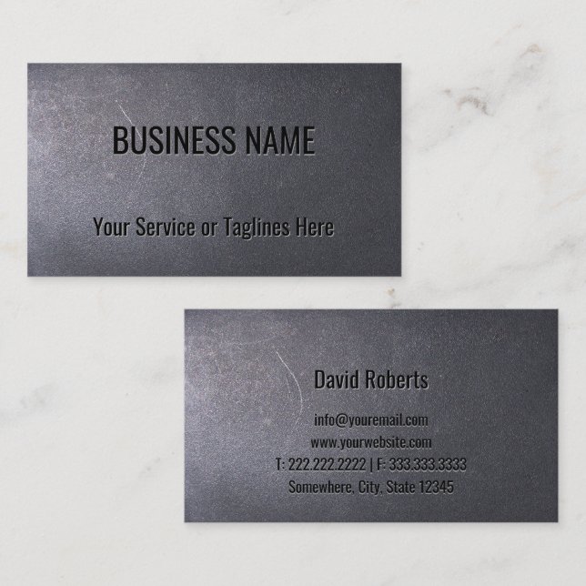 Professional Bold Text Dark Texture Business Card (Front/Back)