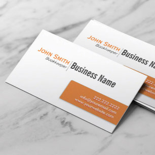Professional Bookkeeping Orange Label Bookkeeper Business Card