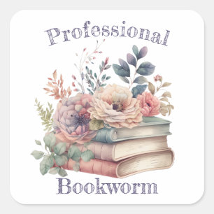 Professional Bookworm, Book Lover Square Sticker
