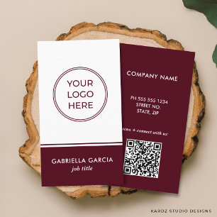 Professional Bordeaux QR Logo Business Card
