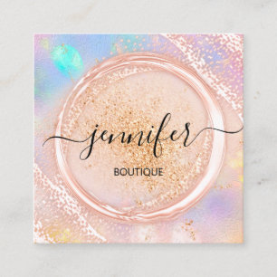 Professional Boutique Shop Beauty Logo Rose Square Business Card
