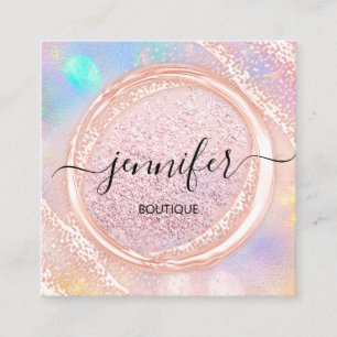 Professional Boutique Shop Beauty Pink Blush Square Business Card
