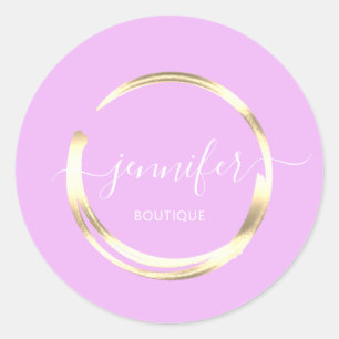 Professional Boutique Shop Lilac Gold Circle Classic Round Sticker