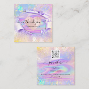 Professional Boutique Shop Name Glitter Heart Square Business Card