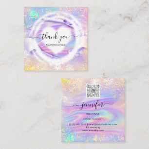 Professional Boutique Shop Name Heart Holographic Square Business Card