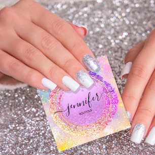 Professional Boutique Shop Purple  Holograph Square Business Card