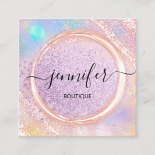 Professional Boutique Shop Purple Logo Square Business Card