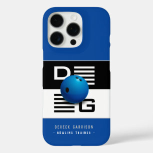 Professional Bowling Trainer   Initials Deep Blue iPhone 16 Pro Case