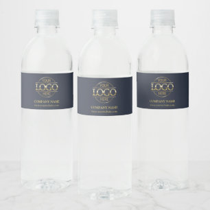 Professional Branded Blue Company Business Logo Water Bottle Label