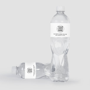 Professional Branded Business Logo Black & White Water Bottle Label