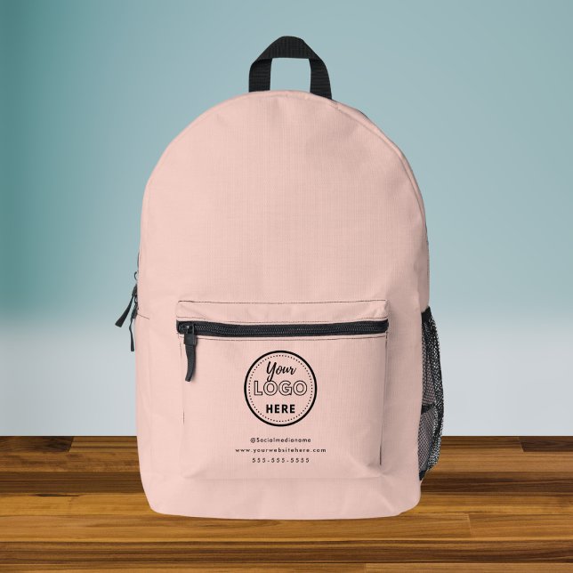 Professional Branding Blush Pink Promo Logo Printed Backpack (Creator Uploaded)