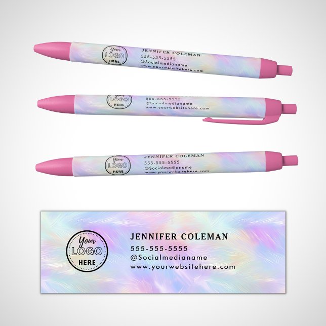 Professional Branding Iridescent Opal Stylish Logo Black Ink Pen (Creator Uploaded)