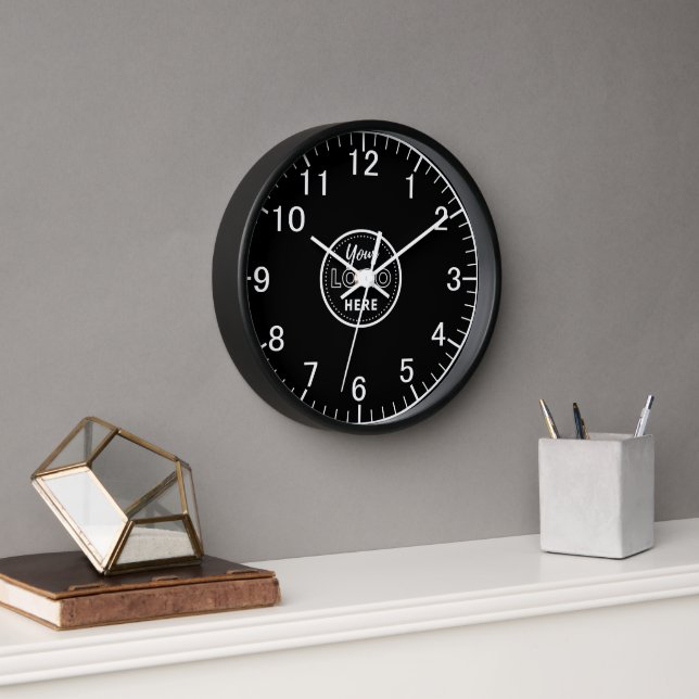 Professional Branding Minimalist Black Promo Logo Clock (Office)