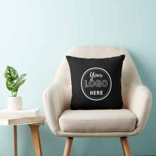 Professional Branding Minimalist Black Promo Logo Cushion